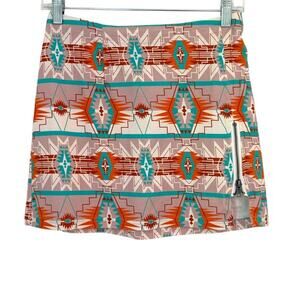 Rock & Roll Cowgirl Aztec Print Side Zip Mini Skirt Size M - Festival, Western